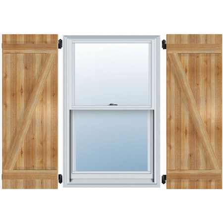 Joined Board-n-Batten Shutters W/Z-Bar, Rough Sawn Western Red Cedar, 26 7/8W X 37H